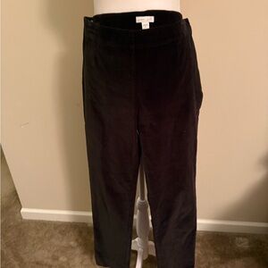 J. Jill Dark Corduroy fine wale flat front chocolate brown side zip pants sz 6